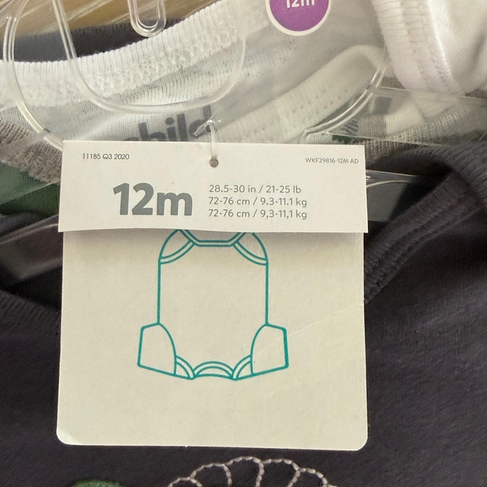 Carter's Child of Mine Baby Boy Dinosaur Bodysuit Trio - Green/White/Navy 12M - Picture 12 of 14